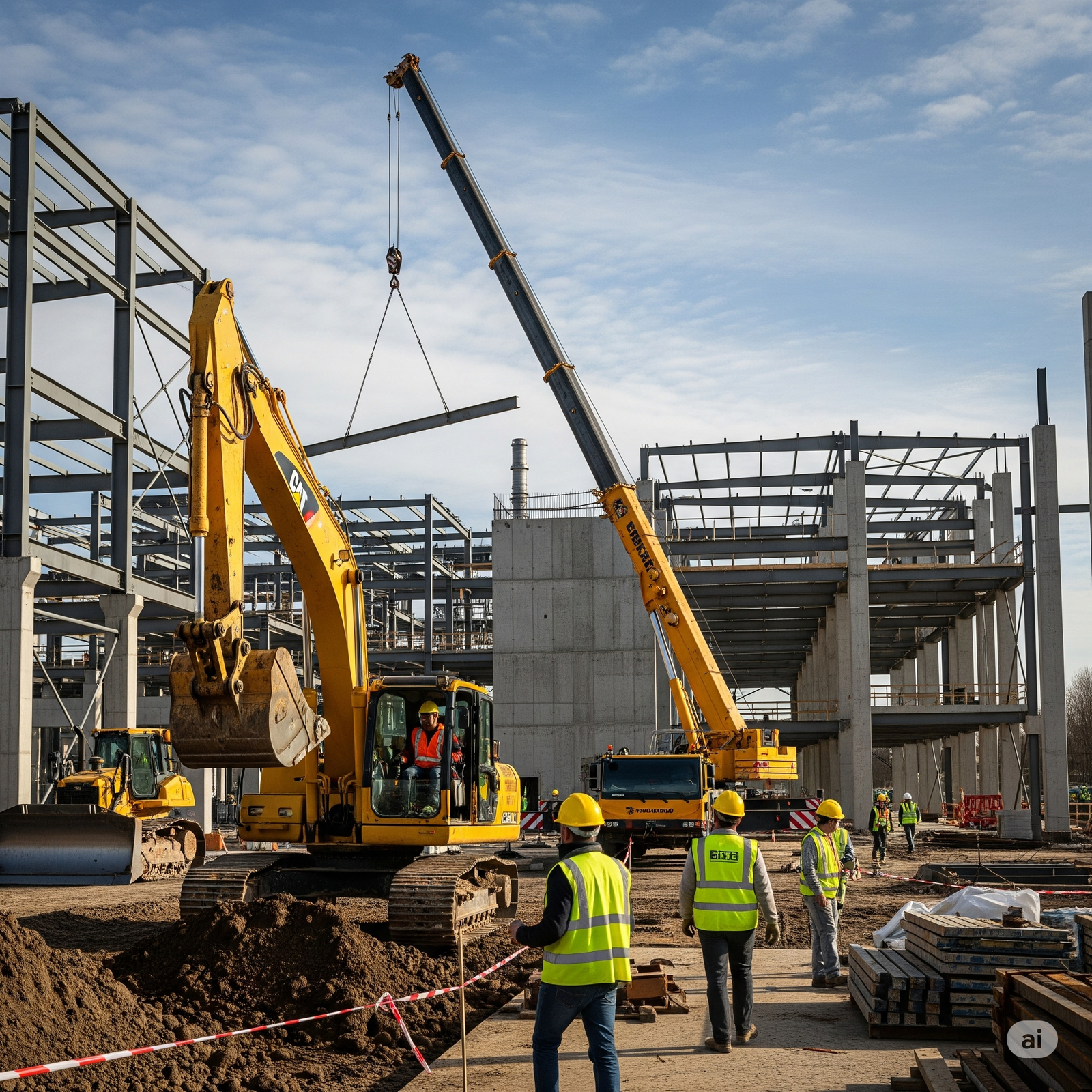 Complejo industrial con maquinaria pesada